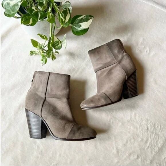 Rag & Bone Newbury Taupe Leather Heeled Booties - Picture 1 of 12